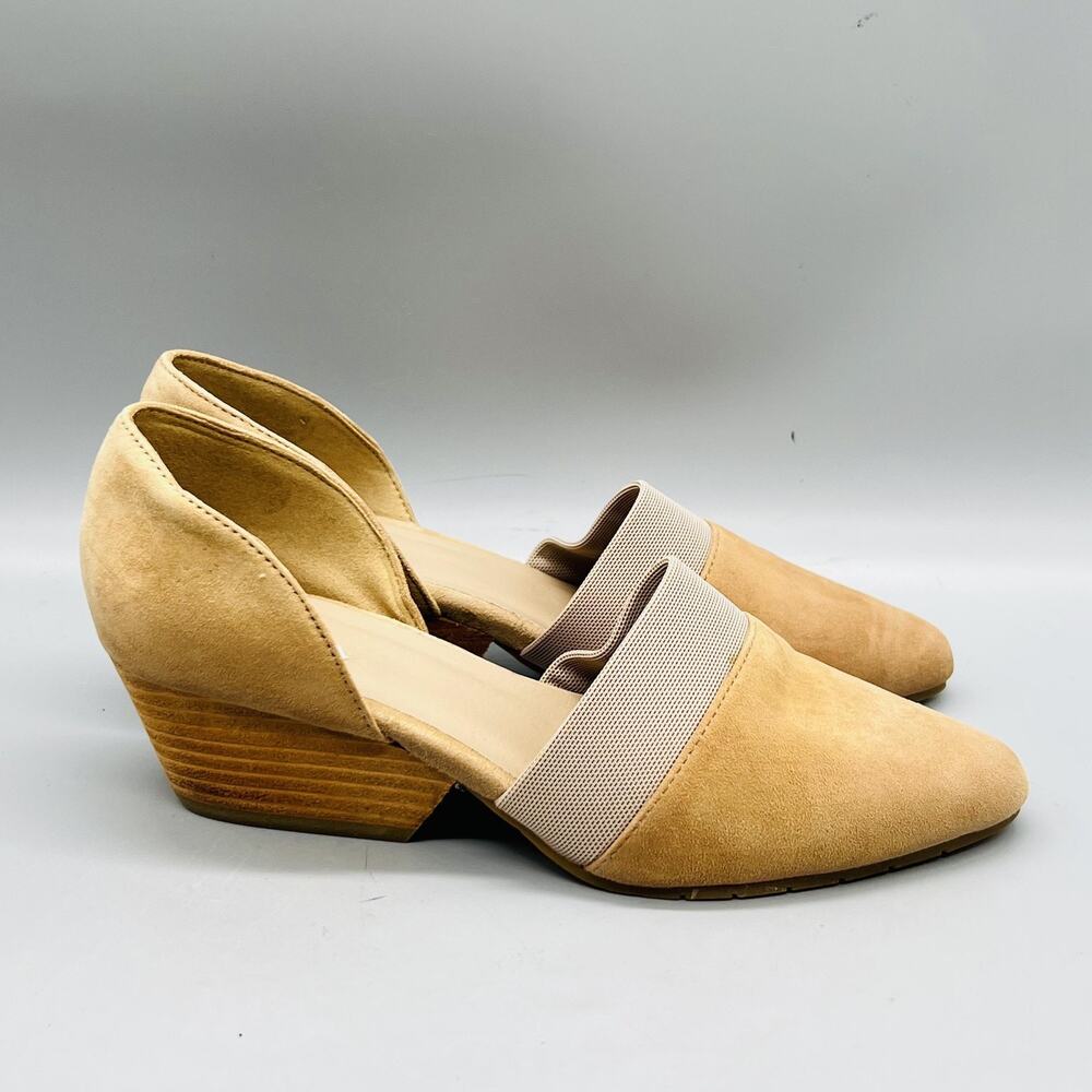 Eileen Fisher Shoes Womens 5.5 Beige Suede Hilly D'Orsay Wedge Pointed Toe Heels